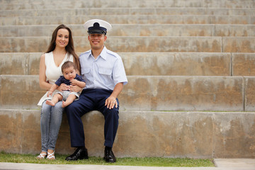 Military family in the park