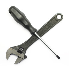 Screwdriver and adjustable wrench