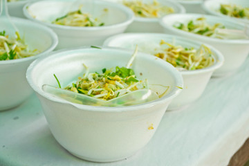 Noodles in a foam box