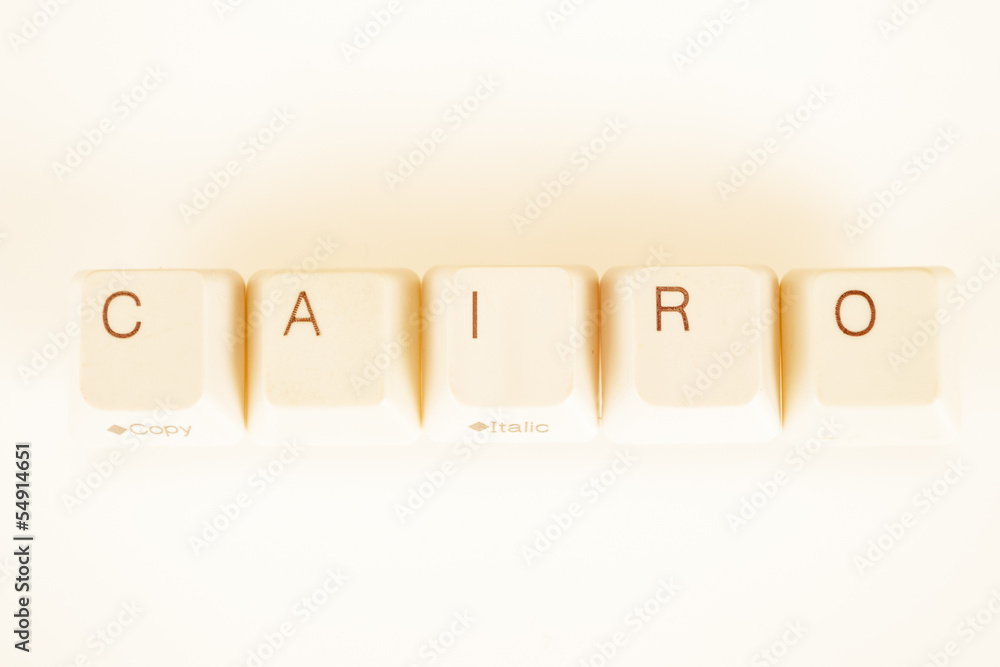 Poster cairo word written with computer buttons