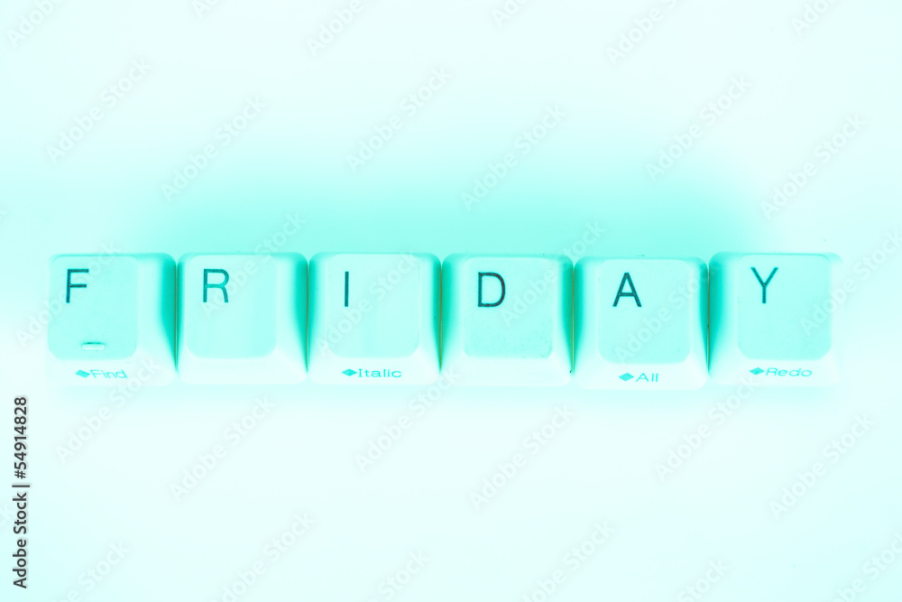 Fototapete friday word written with computer buttons