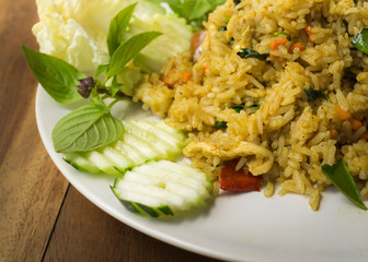 fried rice with green curry chicken