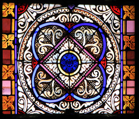 Colourful seamless stained glass in Chusclan, France