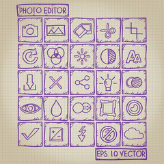 Photo Editor Icon Doodle Set