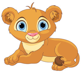 Obraz premium Resting little lion cub