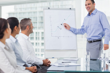 Businessman analyzing graph during presentation