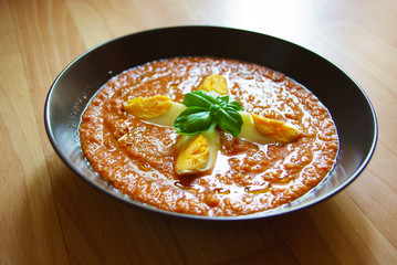 Gazpacho , spanish tomato based cold vegetable soup