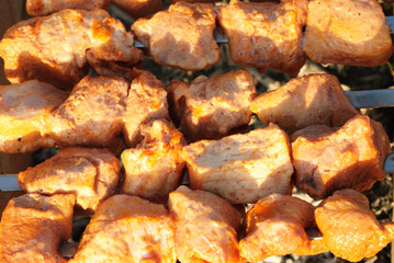 Barbecue meat close-up as food background
