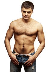 Young shirtless muscular man