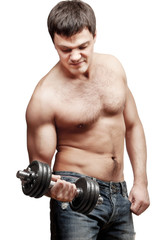 Fototapeta na wymiar Young shirtless muscular man