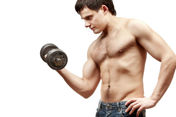 Fototapeta na wymiar Young shirtless muscular man