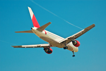 Passenger  air plane flying on blue sky