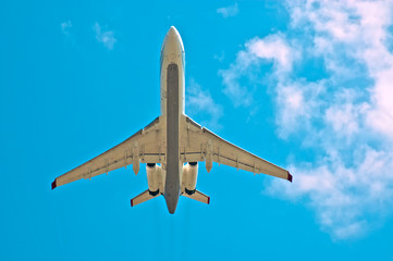 The plane departs