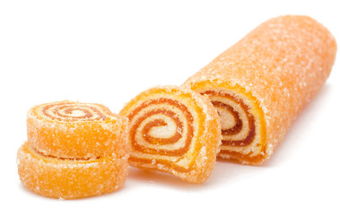 Delicious colorful marmalade isolated on white background