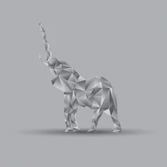 Deurstickers Geometrische dieren Origami olifant, vector