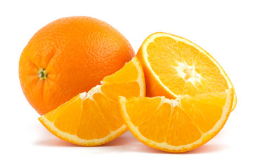 Orange fruit slice on white background