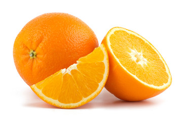 Orange fruit slice on white background