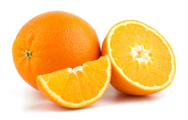 Orange fruit slice on white background