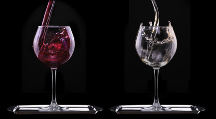 Elegant red wine glass in black background - Powered by Adobe