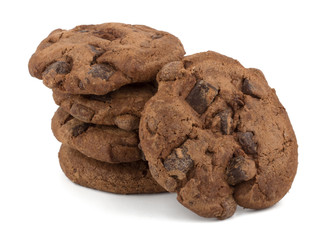 Chocolate chips cookies isolated on white background