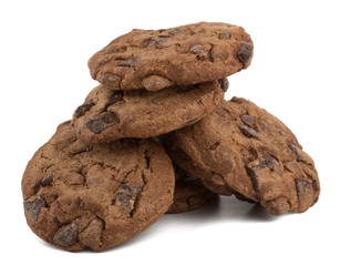Chocolate chips cookies isolated on white background