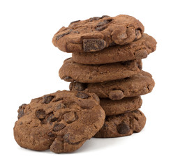 Chocolate chips cookies isolated on white background
