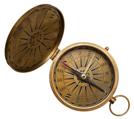 old compass isolated on the white background