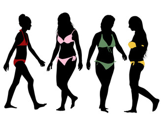 Silhouettes of bikini girls