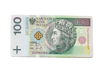 pack of polish zloty isolated on white background