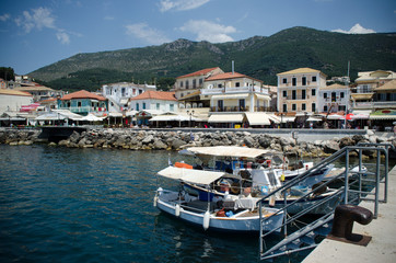 Fototapeta na wymiar Fishing Boats in a Harbour Parga Greece