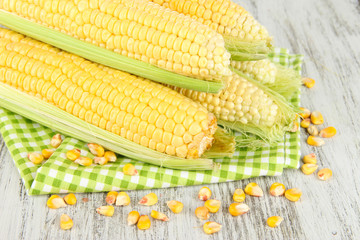 Fresh corn vegetable on wooden table
