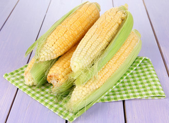 Fresh corn vegetable on wooden table