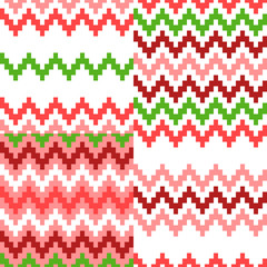 Ensemble de motifs géométriques sans soudure ethniques colorés en zigzag