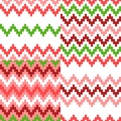 Papier Peint photo Lavable Zigzag Ensemble de motifs géométriques sans soudure ethniques colorés en zigzag