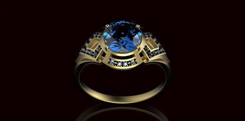 Gold Wedding Ring with diamond. Holiday symbol
