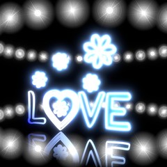 3d render of a glowing heart symbol  on disco lights background