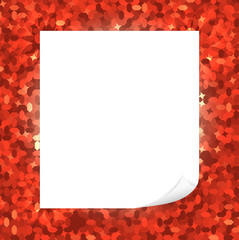 Mosaic red background with sheet of paper