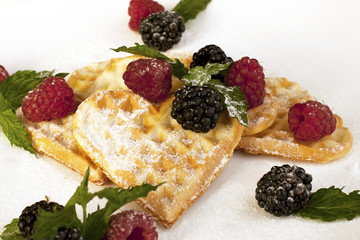 waffles with fresh berries