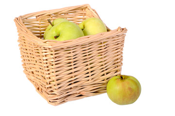 Basket with the green apples