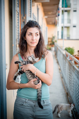 beautiful woman with cats