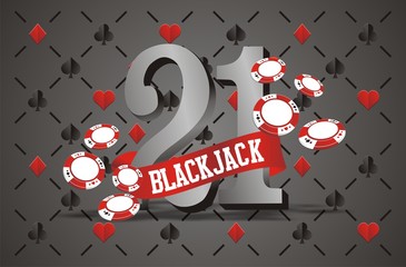 blackjack banner with playing card background - obrazy, fototapety, plakaty