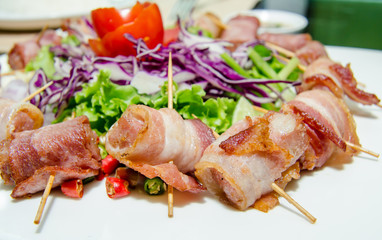 Bacon roasted with spicy herbs.