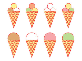 set of ice creams over white