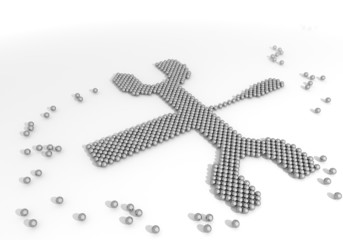 3d render of a arranged Dollar label made of tiny spheres