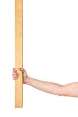 Hand holding wooden slat