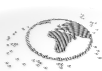 3d render of a arranged Dollar label made of tiny spheres