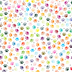 colorful cats footprint seamless pattern