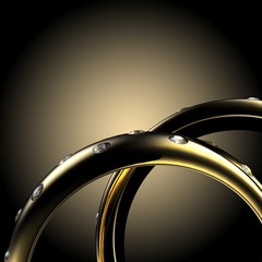 Gold Wedding Ring with diamond. Holiday symbol