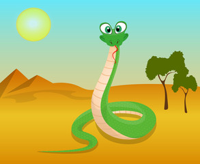 Fototapeta premium Illustration of a funny snake on the sand