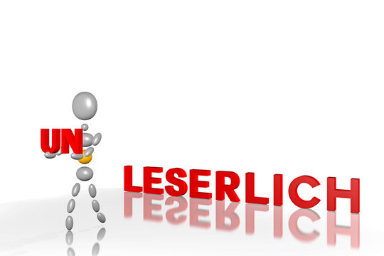 Antonym: Un_Leserlich, weisser Htg. - 3D